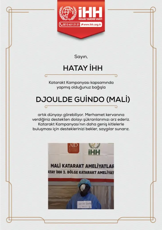 Onurlandırma sertifikası — Bağışçımız adına