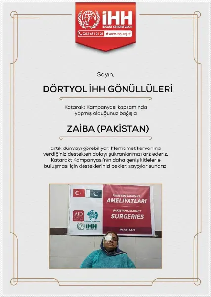 Onurlandırma sertifikası — Bağışçımız adına