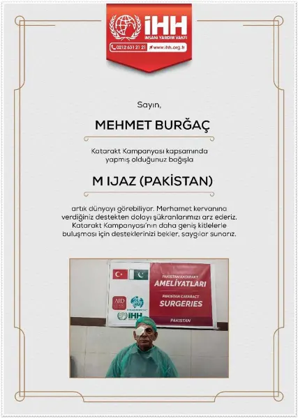 Onurlandırma sertifikası — Bağışçımız adına